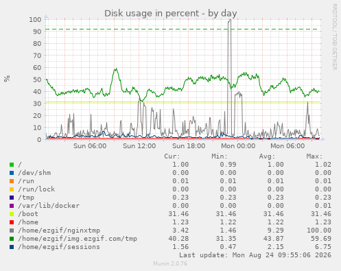 Disk usage in percent
